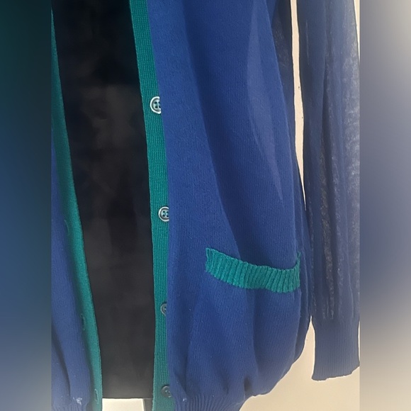 Forever 21 women’s size M blue/teal button down cardigan with pockets. - Picture 6 of 7